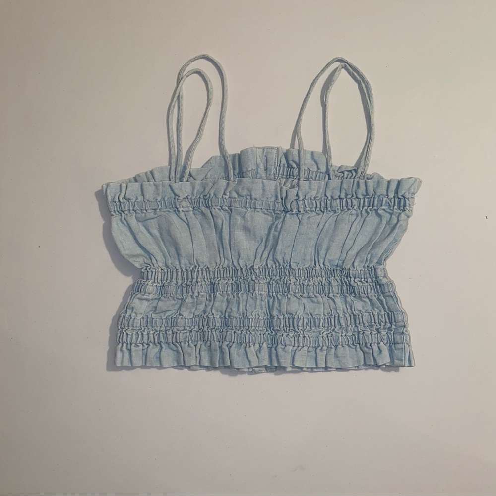 Zara Light Blue Ruffled Top - Picture 5 of 5